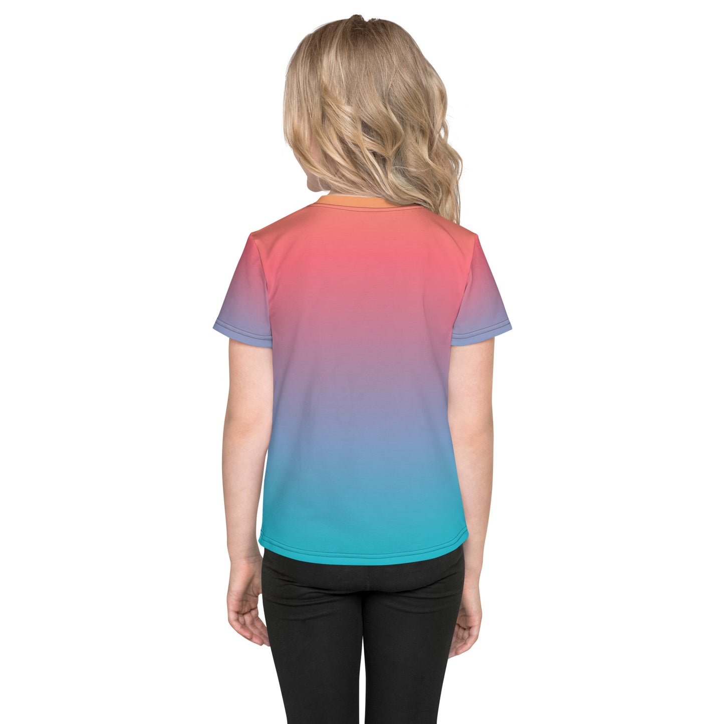 Orange Blue Ombre Kids Crew Neck T-Shirt