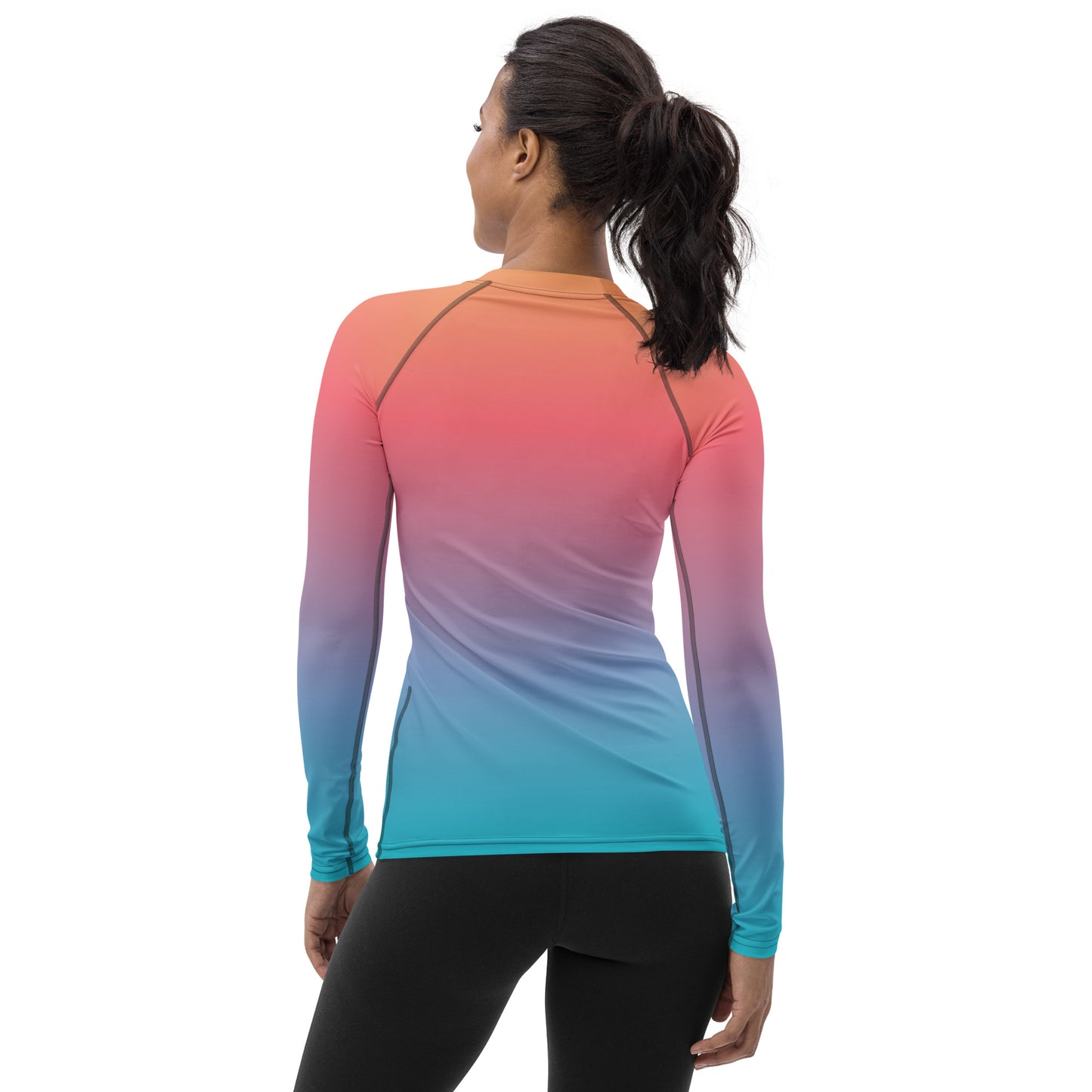 Orange Blue Ombre Women's Rash Guard