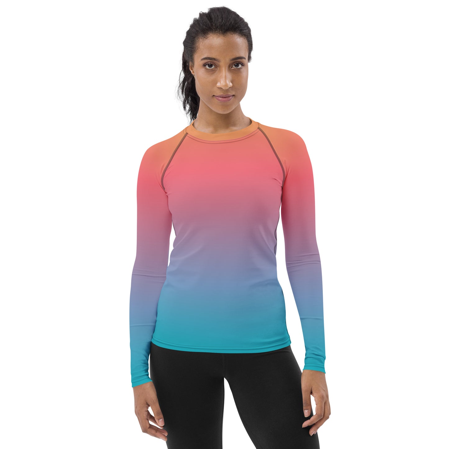 Orange Blue Ombre Women's Rash Guard