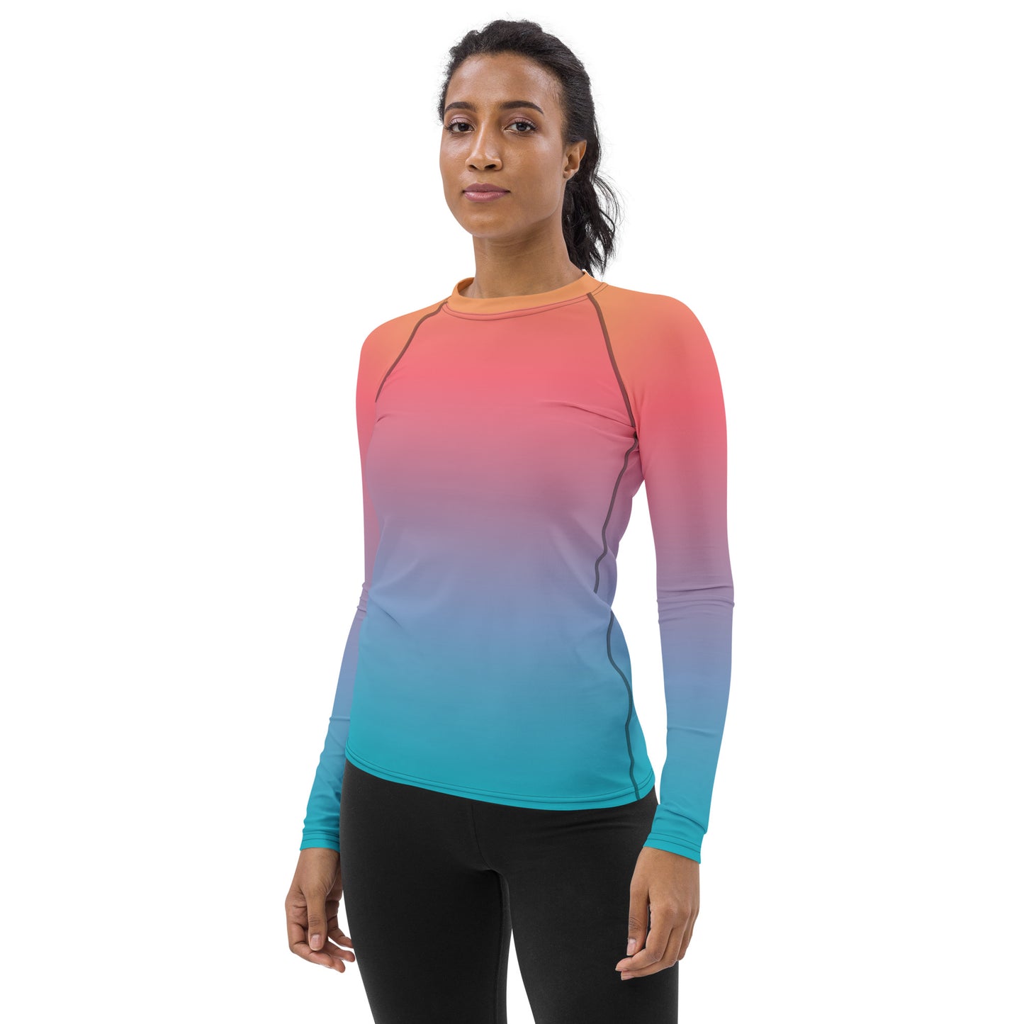 Orange Blue Ombre Women's Rash Guard