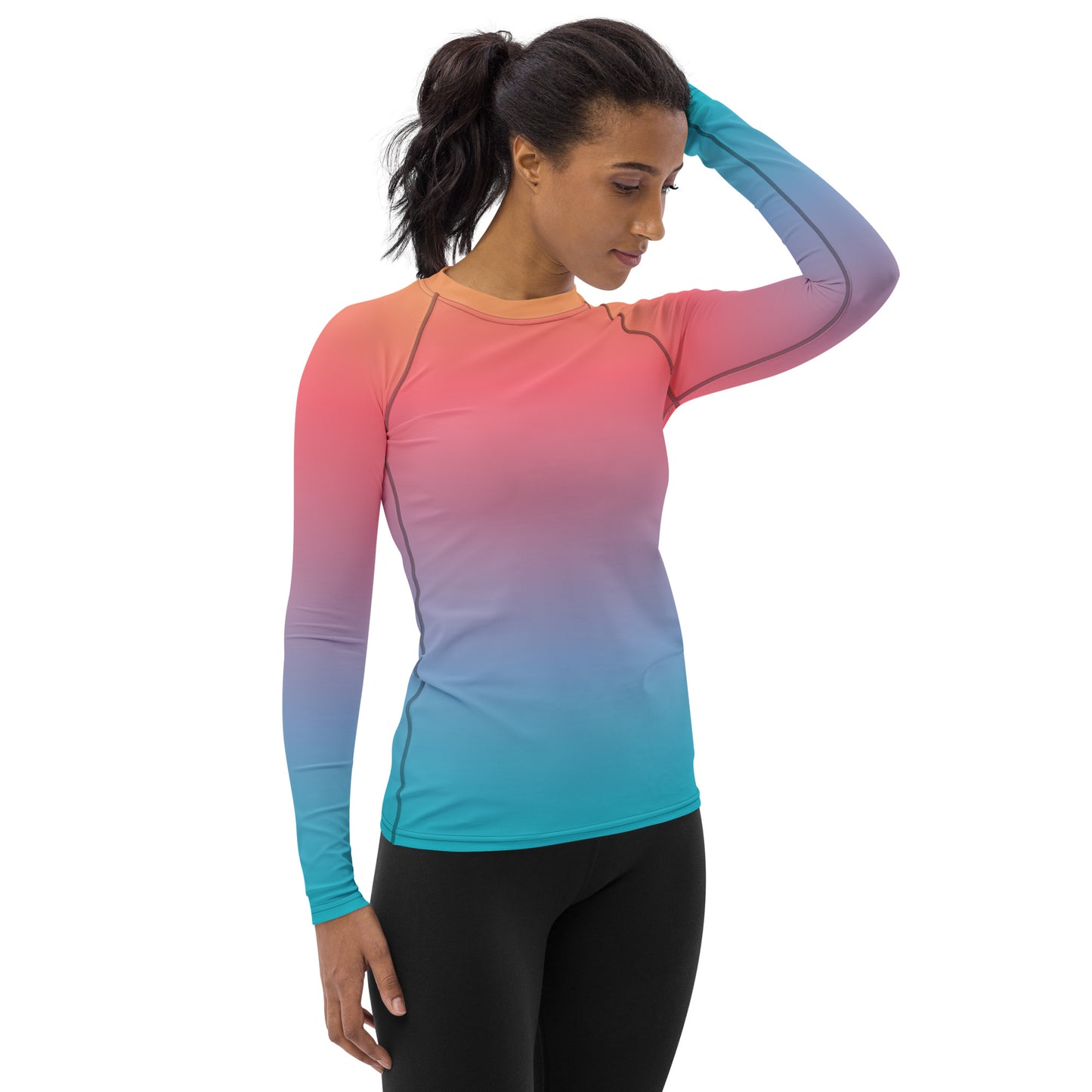 Orange Blue Ombre Women's Rash Guard