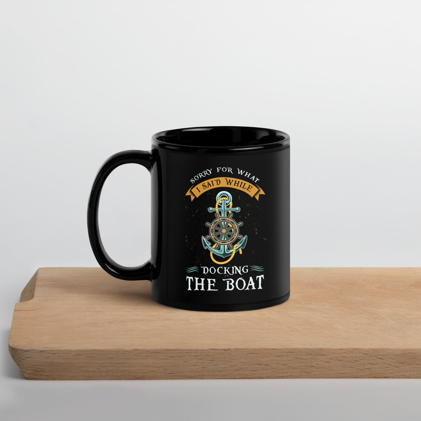 Cute Boating Gag Nautical Anchor Black Glossy Mug