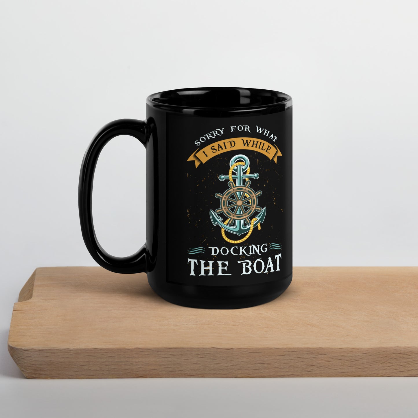 Cute Boating Gag Nautical Anchor Black Glossy Mug