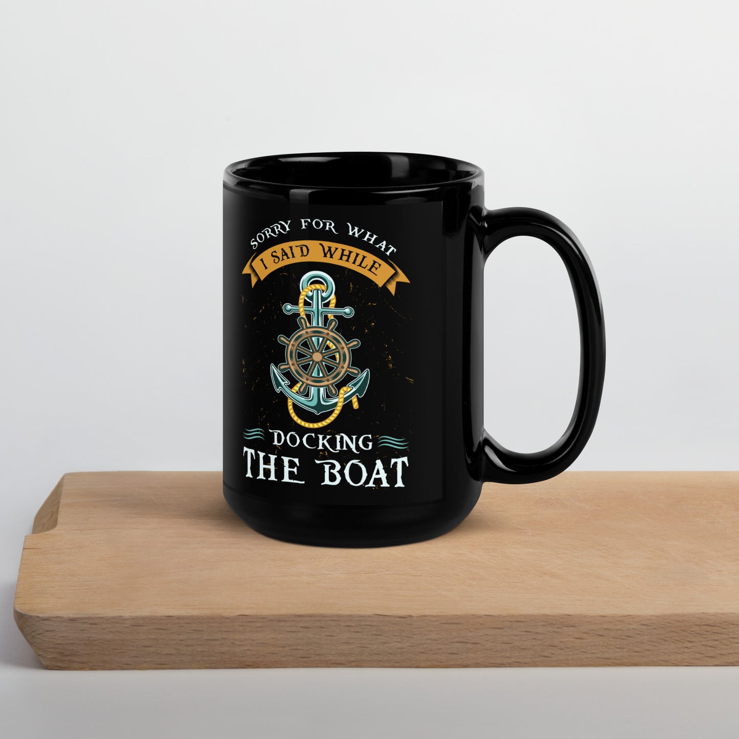 Cute Boating Gag Nautical Anchor Black Glossy Mug