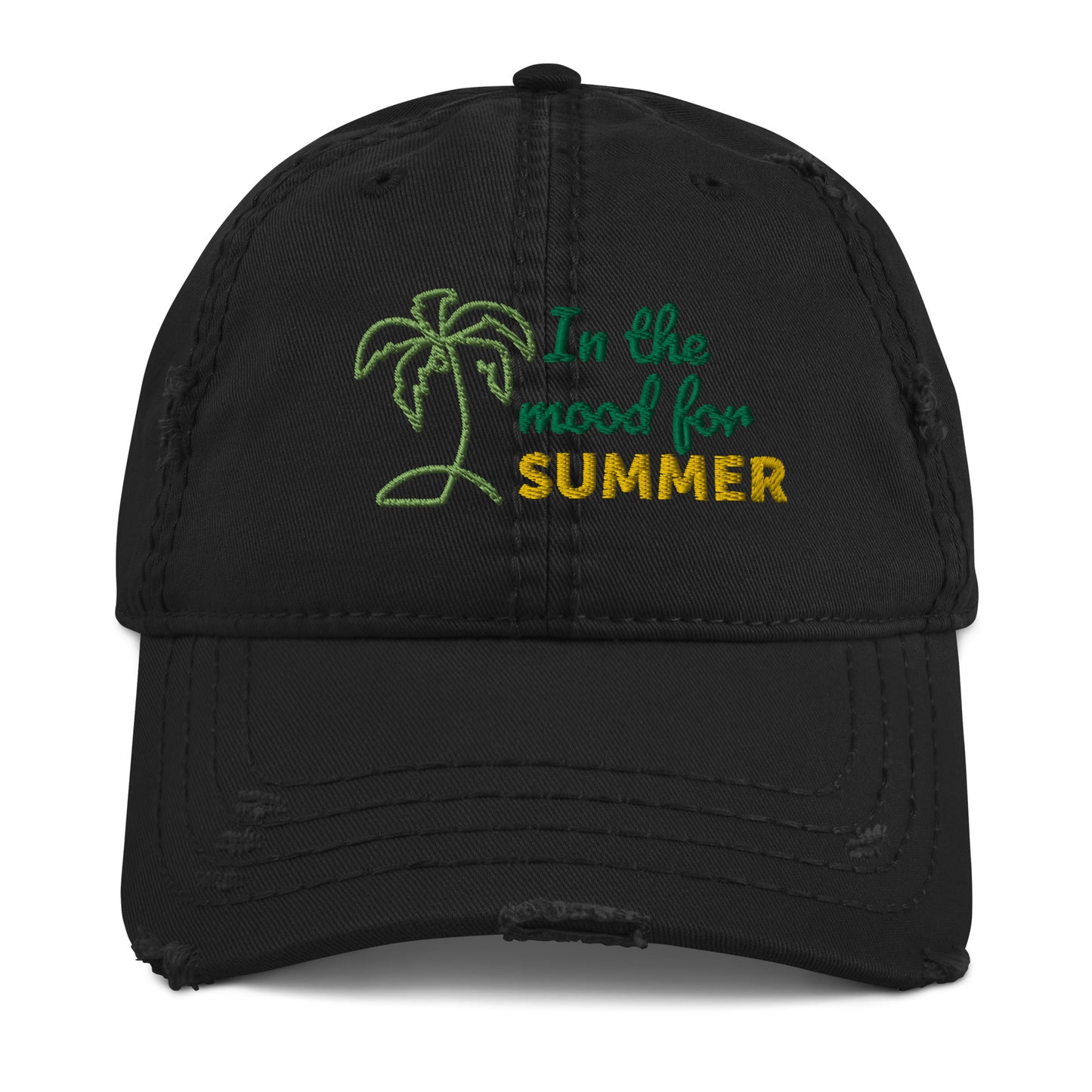 Summer Mood Embroidered Distressed Dad Hat