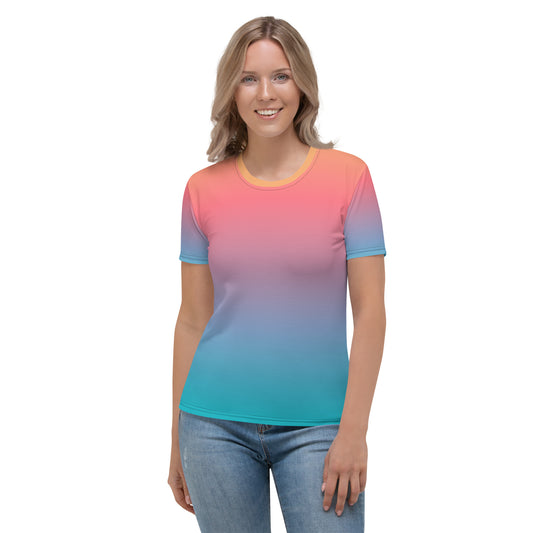 Orange Blue Ombre Modern Women's T-shirt