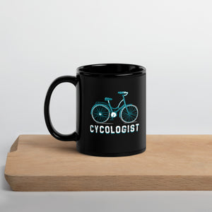 Funny Cyclist Black Glossy Mug