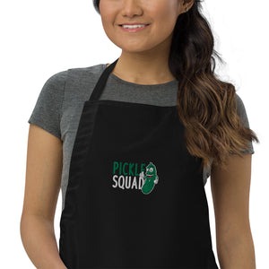 Pickle Squad Green and White Embroidered Apron