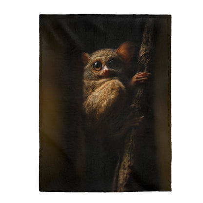 Tarsier Monkey Print Velveteen Plush Throw Blanket