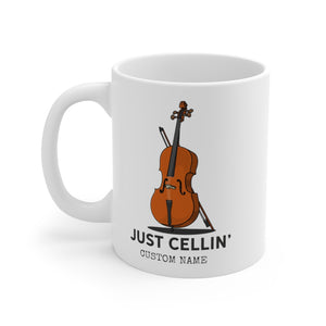 Just Cellin Cute Cellist White Ceramic Mug